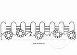 Wooden fence With Flowers coloring Page  Easter Template sketch template