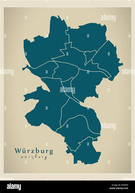 Modern City Map - Wurzburg city of Germany with boroughs DE Stock ...