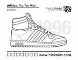 Adidas Top Ten High Sneaker Coloring Pages  Created By KicksArt sketch template