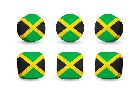Premium Vector | Jamaica flag 3d vector illustration button flag of jamaica isolated on white