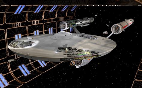 Damaged Constitution-class Enterprise in Shipyard | Star trek enterprise, Star trek art, Star ...