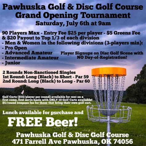 Pawhuska Golf & Disc Golf Course Grand Opening Tournament (2019, Pawhuska Disc Golf Club) · Disc ...