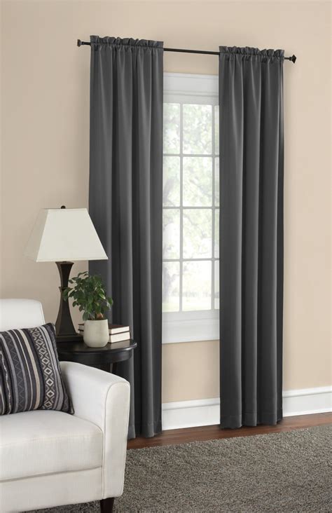 Mainstays Solid Color Room Darkening Rod Pocket Curtain Panel, Set of 2, Gray, 30 x 95 - Walmart ...