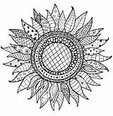 Sunflower Mandala Pages Coloring sketch template