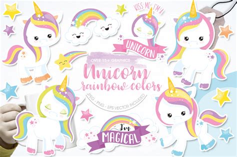 Unicorn Rainbow Colors By Prettygrafik Design | TheHungryJPEG