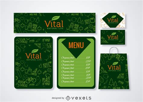 Restaurant Menu And Branding Template Set In Green Vector Download