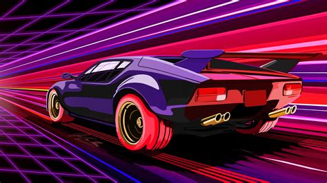 neon, car, synthwave, 80s, vehicle, retro, vaporwave, concept car, retrowave, neon light, 1980s ...