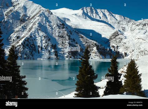 Big Almaty Lake in winter Stock Photo - Alamy