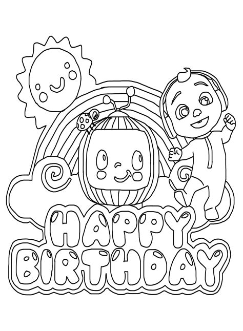 Happy Birthday Cocomelon Coloring Pages - Free Printable Coloring Pages