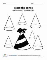Cone Tracing And Coloring Exercise  Pages sketch template