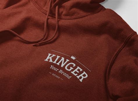 Premium PSD | Close up embroidery logo of hoodie mockup design