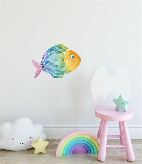 Rainbow Fish Wall Decal Ocean Sea Life Removable Fabric Wall Sticker Decalbaby - Etsy | Kinder ...