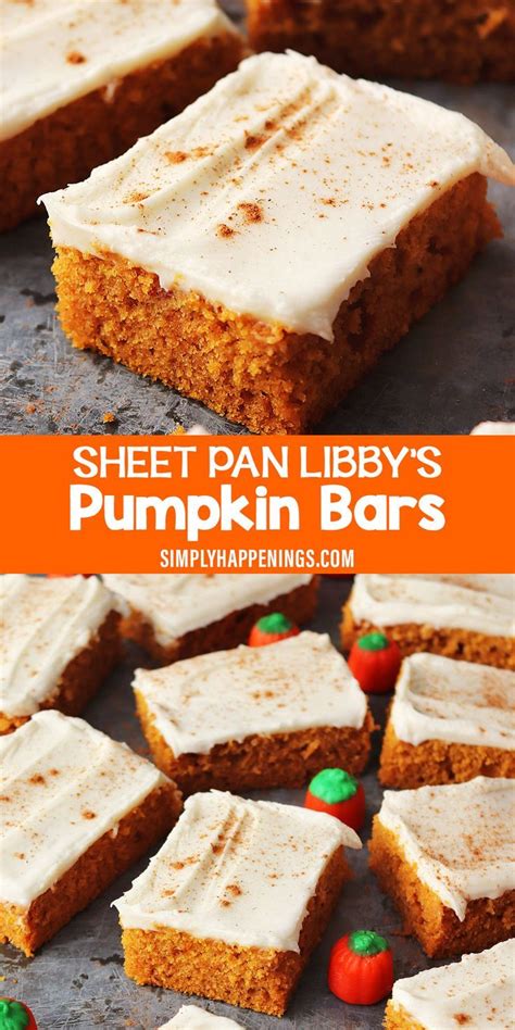 Sheet Pan Libby's Pumpkin Bars | Recipe | Pumpkin recipes dessert, Pumpkin deserts, Pumpkin bars