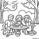 Joyful Family Picnic Coloring Page  Pagescom sketch template