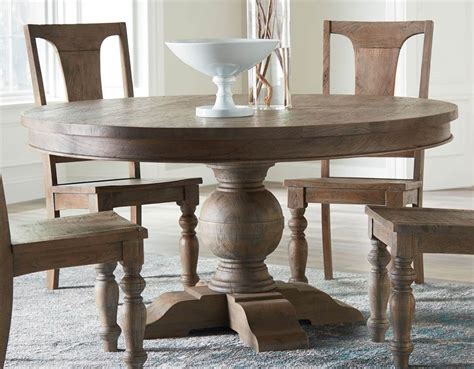 Round Wooden Dining Table in Weathered Teak Finish - Walmart.com