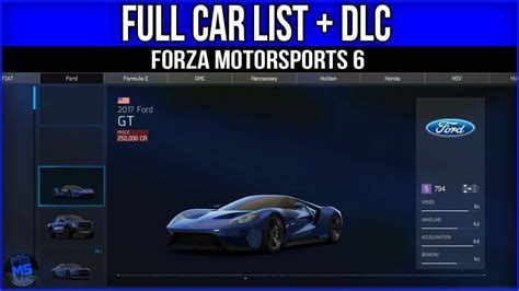 Forza Motorsports 6 - Full Car List + DLC - YouTube