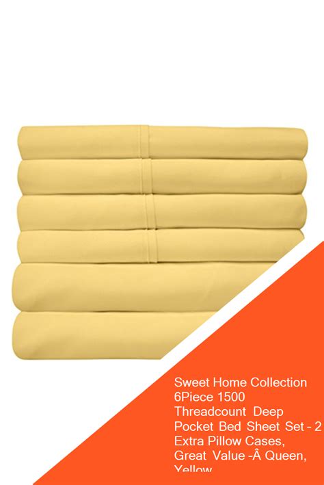 Sweet Home Collection 6Piece 1500 Threadcount Deep Pocket Bed Sheet Set – 2 Extra Pillow Cases ...