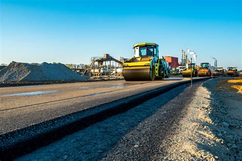 Road Rollers Working On The Construction Site Stock Photo - Download ...