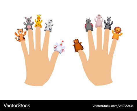 Cute cartoon finger puppet animals collection on Vector Image