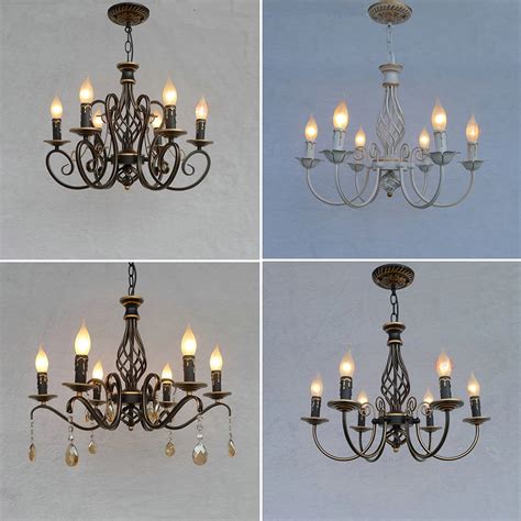 HGhomeart Nordic Hanging Lighting Fixtures Antique Iron Chandelier Led E14 Crystal Retro Dining ...