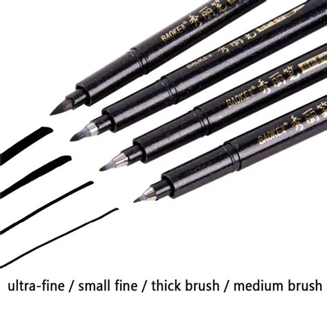 1 Piece Calligraphy Pen Thick Medium Small Ultra Felt Brush Tip Caligraphy Pens Black Permanent ...