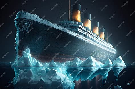 Premium AI Image | Large ship sinking after hitting an iceberg Historic ...