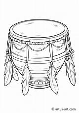 Native American Drum Coloring Page » Free Download Artus Art sketch template