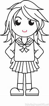 Smiling Schoolgirl Coloring Page sketch template