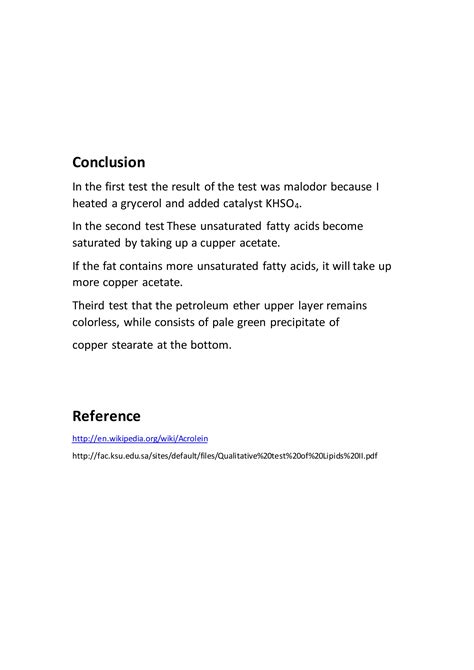 Biochemistry Acrolin Test Soran University | PDF