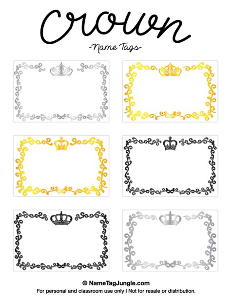 Printable Crown Name Tags