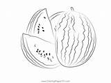 Watermelon Isolated On White Coloring Page For Kids  Free sketch template