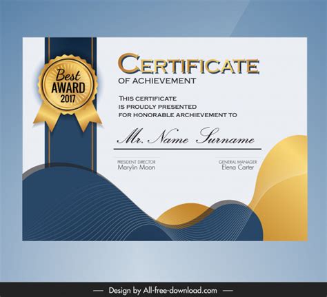 Certificate template modern elegant dynamic curves decor Vectors images ...