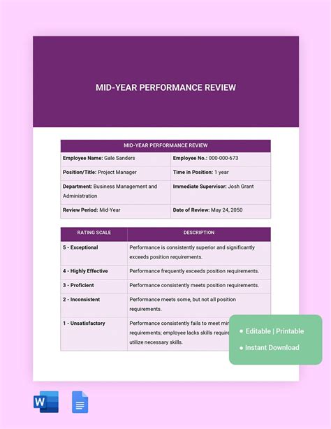 Mid-year Performance Review Template - Google Docs, Word | Template.net