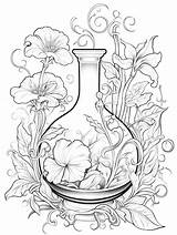Premium Photo  Elixir Magical Fairytale coloring Book page In Black sketch template