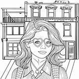 Girl With Preppy Heart Glasses sketch template