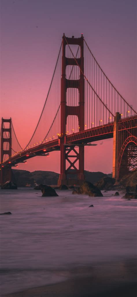 Golden Gate Bridge during sunset iPhone X Wallpapers Free Download