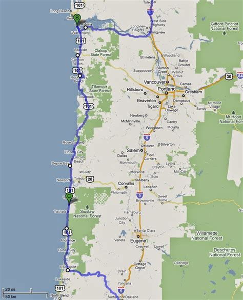 Road Map Of Oregon Coast - Map Of Counties Around London