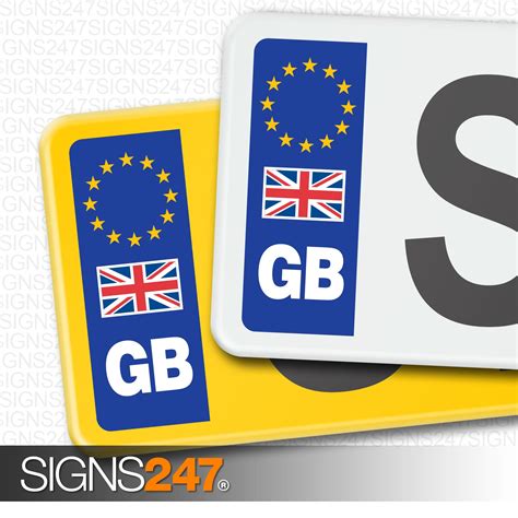 PAIR GB CAR NUMBER PLATE STICKERS WITH UK FLAG - EU European Vinyl Sticker Decal 7109117000224 ...