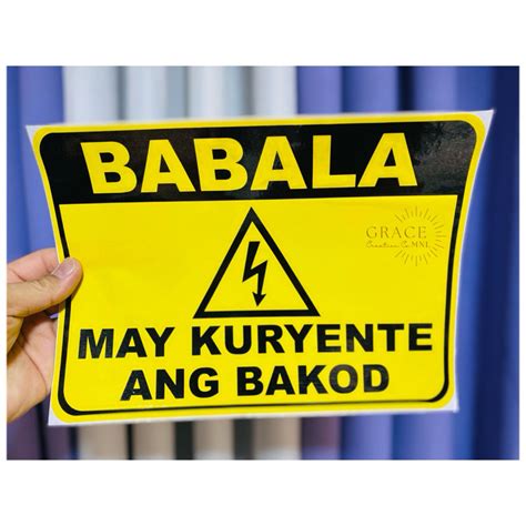 Warning Electric Fence Sign Babala magingat sa aso Sign customizable ...