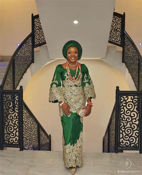 Emarald green Aso oke, Royal aso oke, Aso oke gown, traditional wedding ...