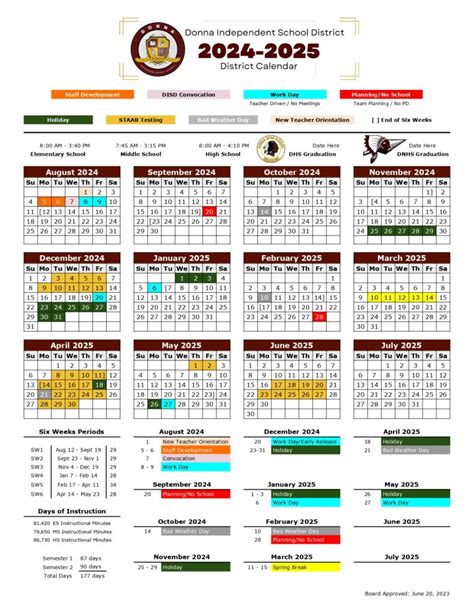 Alba-Golden Independent School District Calendar 2024-2025