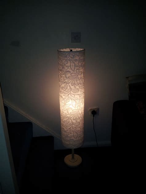 IKEA LAMP PART 2 - AFTER - Ikea Holmo lamp - Paper lantern is covered with Ikea fabric and the ...