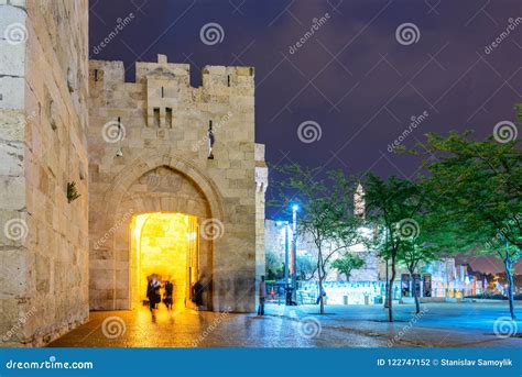 Jaffa Gate at Night - Jerusalem Old City Stock Photo - Image of ...