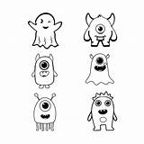 Conjunto De Páginas Para El Libro colorear Niños Con monstruos  sketch template