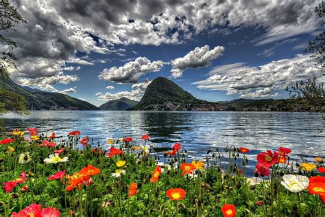 Springtime In Lugano Switzerland, city, Lugano, lake, Switzerland ...