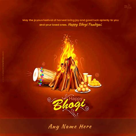 Happy Bhogi Pongal 2024 Card With Name Edit