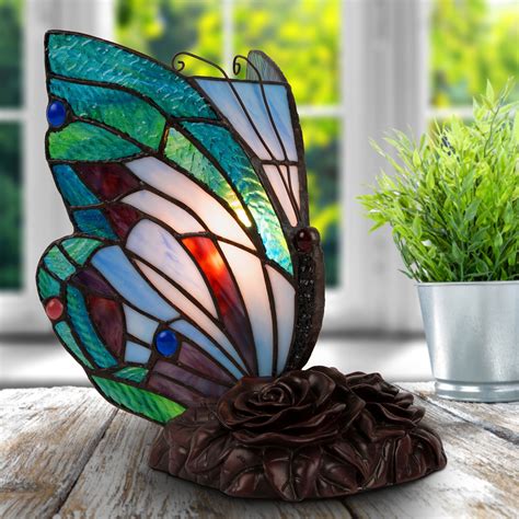 Tiffany Style Butterfly Lamp-Stained Glass Table or Desk Light LED Bulb ...