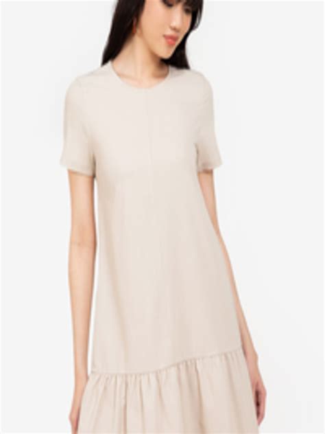 Buy ZALORA BASICS Beige Solid A Line Mini Dress - Dresses for Women 17969418 | Myntra