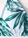 Three-piece bikini leaf print waist lace up long-sleeved beach ...