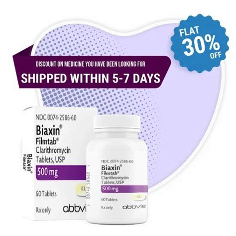 Biaxin 500 Mg Tablets at Rs 120/box | Clarithromycin Dry Syrup in Mumbai | ID: 24638064673